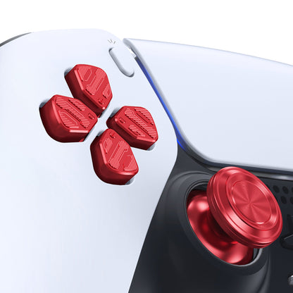 eXtremeRate Retail Red Metal Thumbsticks Dpad ABXY Buttons Kit for ps5 Controller, Custom Replacement Aluminum Analog Thumbsticks & Action Buttons & Direction Keys for ps5 Controller - Controller NOT Included - JPFE003