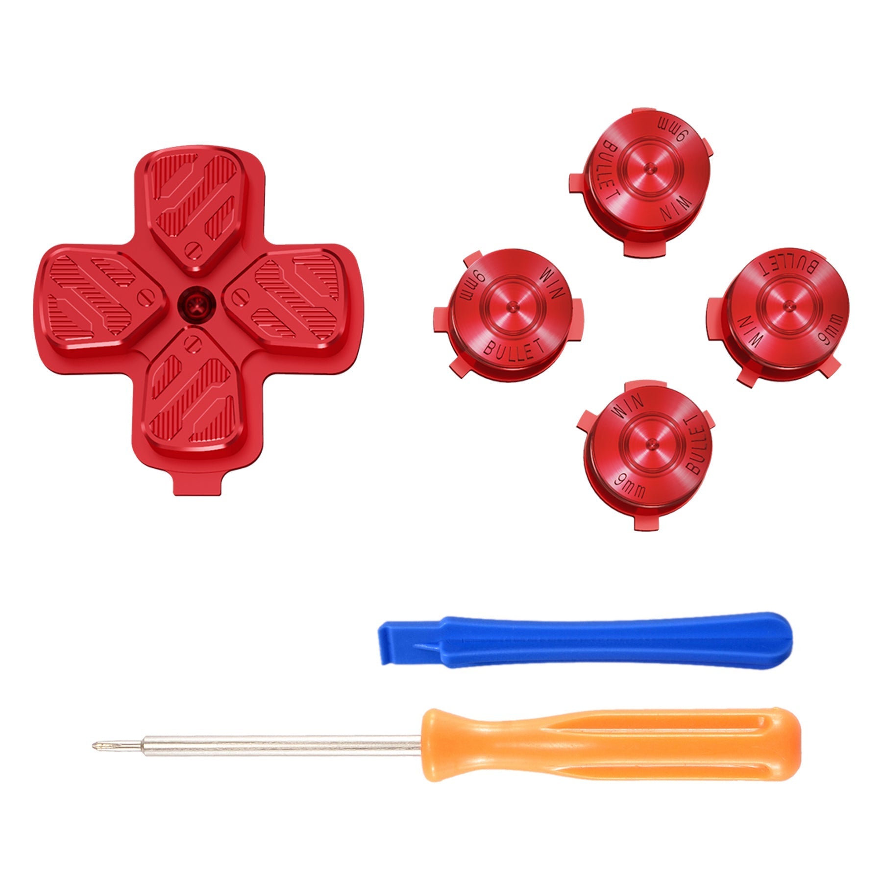 eXtremeRate Retail Red Metal Dpad ABXY Buttons for ps5 Controller, Custom Replacement Aluminum Action Buttons & Direction Keys for ps5 Controller - Controller NOT Included - JPFD003