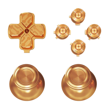 eXtremeRate Retail Gold Metal Thumbsticks Dpad ABXY Buttons Kit for ps5 Controller, Custom Replacement Aluminum Analog Thumbsticks & Action Buttons & Direction Keys for ps5 Controller - Controller NOT Included - JPFE001