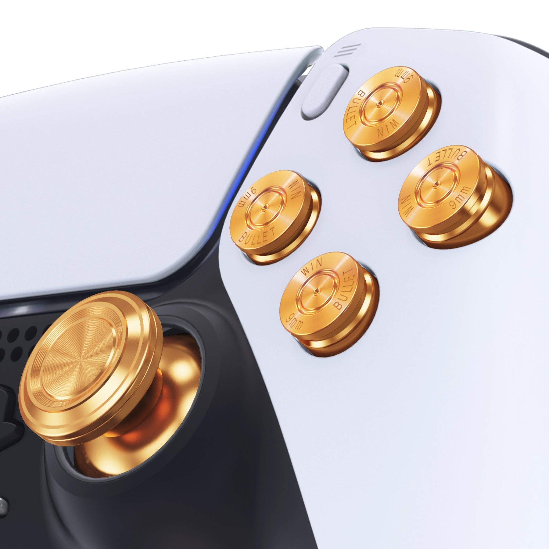 eXtremeRate Retail Gold Metal Thumbsticks Dpad ABXY Buttons Kit for ps5 Controller, Custom Replacement Aluminum Analog Thumbsticks & Action Buttons & Direction Keys for ps5 Controller - Controller NOT Included - JPFE001