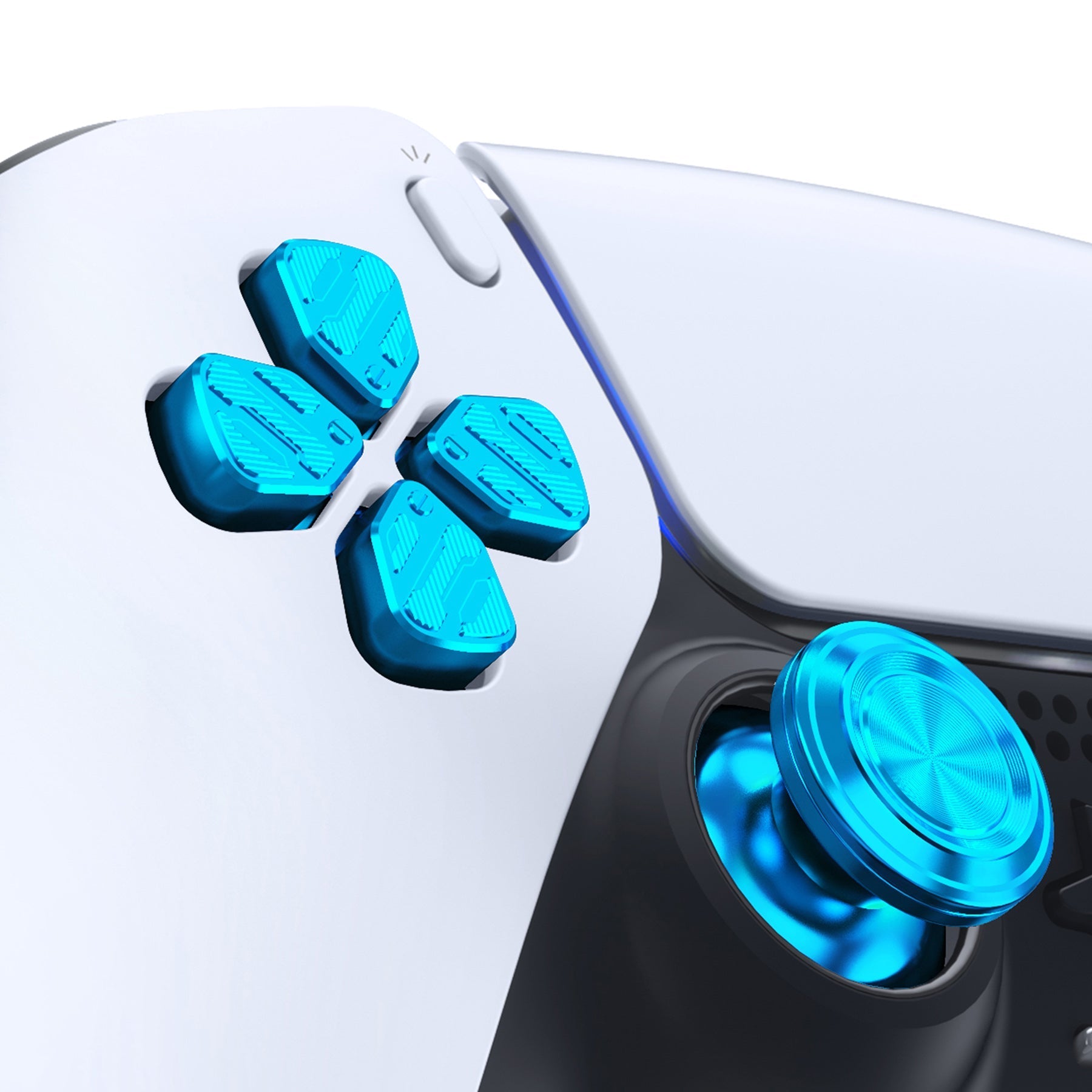 eXtremeRate Retail Blue Metal Thumbsticks Dpad ABXY Buttons Kit for ps5 Controller, Custom Replacement Aluminum Analog Thumbsticks & Action Buttons & Direction Keys for ps5 Controller - Controller NOT Included - JPFE004