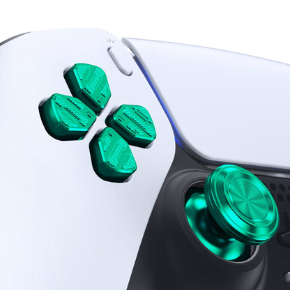 eXtremeRate Retail Green Metal Thumbsticks Dpad ABXY Buttons Kit for ps5 Controller, Custom Replacement Aluminum Analog Thumbsticks & Action Buttons & Direction Keys for ps5 Controller - Controller NOT Included - JPFE006