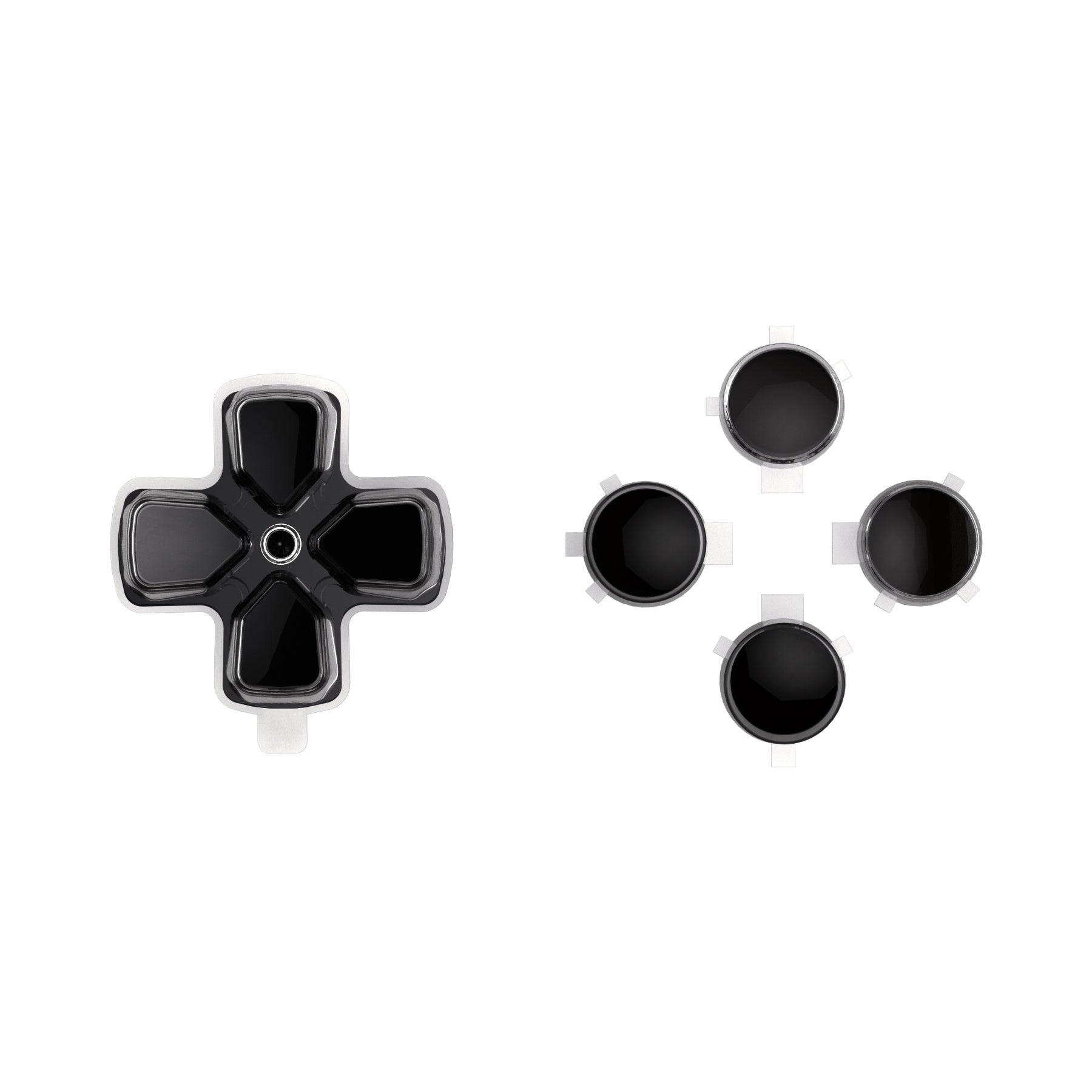 eXtremeRate Retail Two-Tone Black & Clear Custom Dpad Action Buttons Replacement No Letter Imprint D-pad Face Buttons Compatible with ps5 Controller - JPFG001