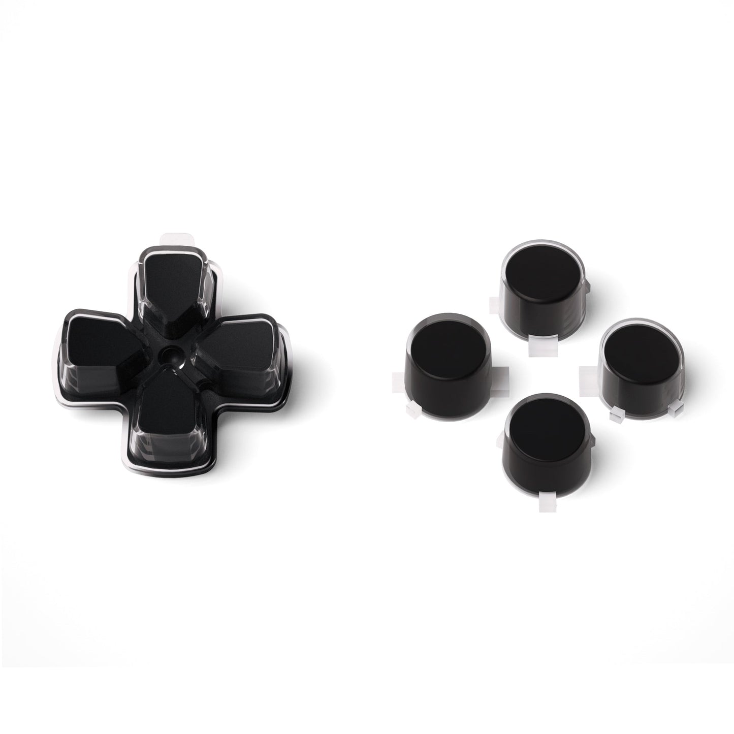 eXtremeRate Retail Two-Tone Black & Clear Custom Dpad Action Buttons Replacement No Letter Imprint D-pad Face Buttons Compatible with ps5 Controller - JPFG001