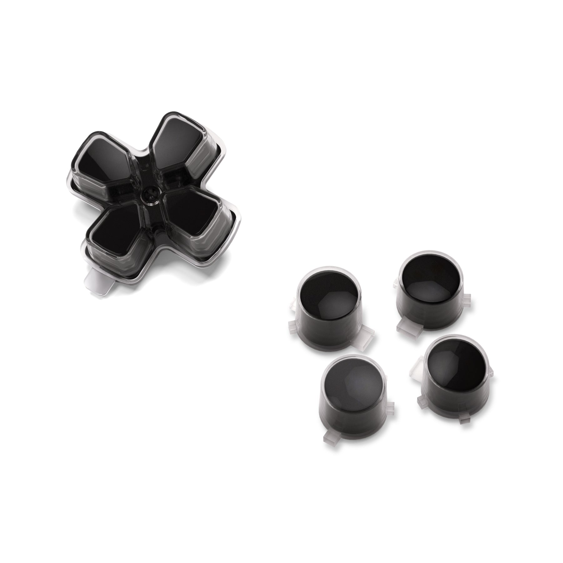 eXtremeRate Retail Two-Tone Black & Clear Custom Dpad Action Buttons Replacement No Letter Imprint D-pad Face Buttons Compatible with ps5 Controller - JPFG001