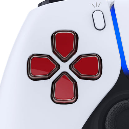 eXtremeRate Retail Two-Tone Carmine Red & Clear Custom Dpad Action Buttons Replacement No Letter Imprint D-pad Face Buttons Compatible with ps5 Controller - JPFG004