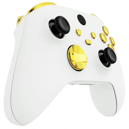 eXtremeRate Retail Chrome Gold Replacement Buttons for Xbox Series S & Xbox Series X Controller, LB RB LT RT Bumpers Triggers D-pad ABXY Start Back Sync Share Keys for Xbox Series X/S Controller  - JX3201