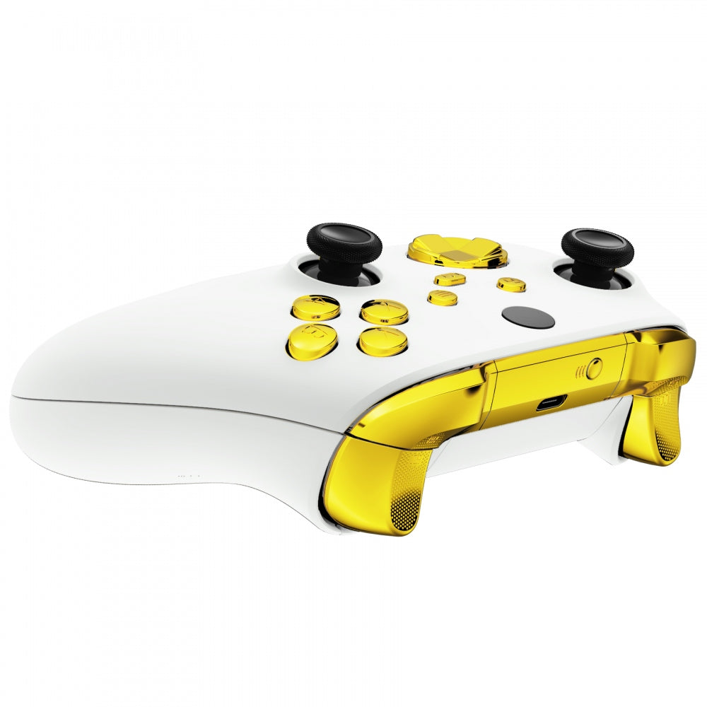 eXtremeRate Retail Chrome Gold Replacement Buttons for Xbox Series S & Xbox Series X Controller, LB RB LT RT Bumpers Triggers D-pad ABXY Start Back Sync Share Keys for Xbox Series X/S Controller  - JX3201