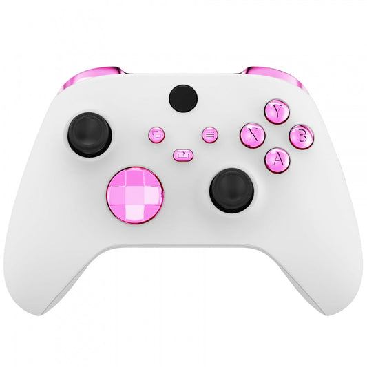 eXtremeRate Retail Chrome Pink Replacement Buttons for Xbox Series S & Xbox Series X Controller, LB RB LT RT Bumpers Triggers D-pad ABXY Start Back Sync Share Keys for Xbox Series X/S Controller  - JX3207