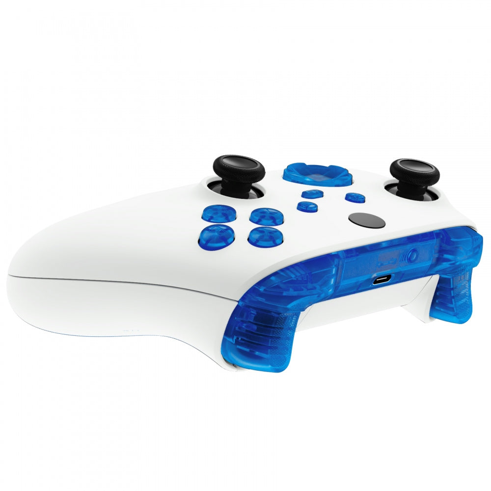 eXtremeRate Retail Transparent Blue Replacement Buttons for Xbox Series S & Xbox Series X Controller, LB RB LT RT Bumpers Triggers D-pad ABXY Start Back Sync Share Keys for Xbox Series X/S Controller  - JX3304