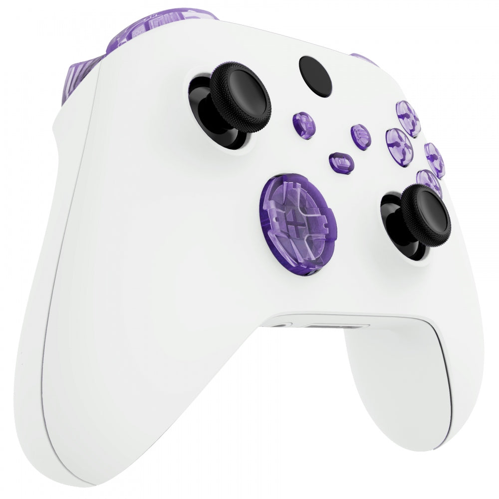 eXtremeRate Retail Clear Atomic Purple Replacement Buttons for Xbox Series S & Xbox Series X Controller, LB RB LT RT Bumpers Triggers D-pad ABXY Start Back Sync Share Keys for Xbox Series X/S Controller  - JX3305