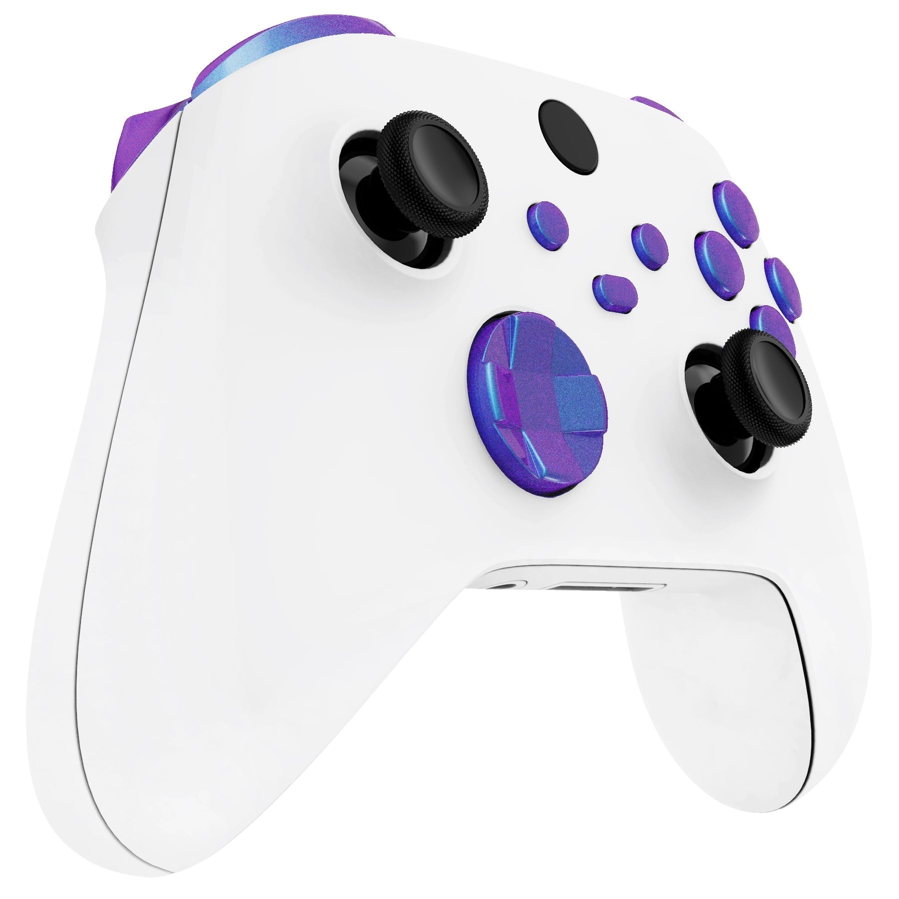 eXtremeRate Retail No Letter Imprint Custom Full Set Buttons for Xbox Series X/S Controller, Chameleon Purple Blue Replacement Accessories Bumpers Triggers Dpad ABXY Buttons for Xbox Series X/S, Xbox Core Controller - JX3501