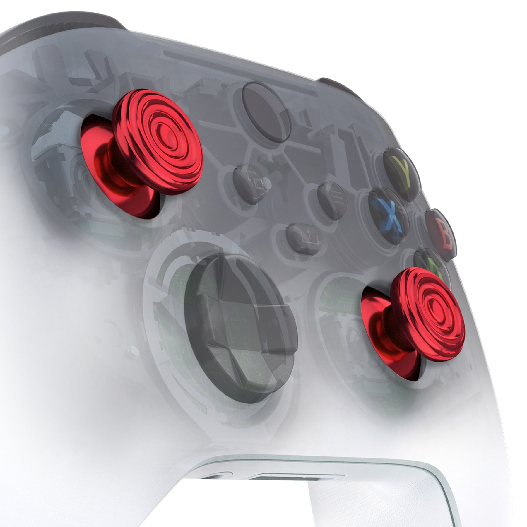 eXtremeRate Retail eXtremeRate Custom Red Metal Thumbsticks for Xbox Series X/S Controller, Concentric Circles Aluminum Alloy Analog Stick for Xbox One S/X, Replacement Joystick for Xbox One Standard Elite Controller - JX3C003