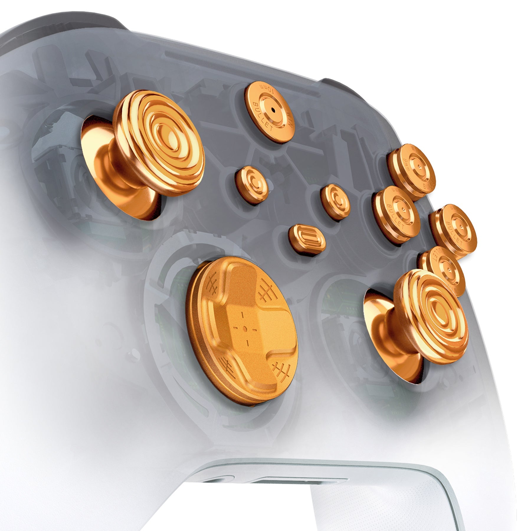 eXtremeRate Retail eXtremeRate 11 in 1 Custom Gold Metal Buttons for Xbox Series X/S Controller, Aluminum Alloy Dpad Start Back Share Button, Replacement Thumbsticks, Home ABXY Bullet Buttons for Xbox Core Controller - JX3E001