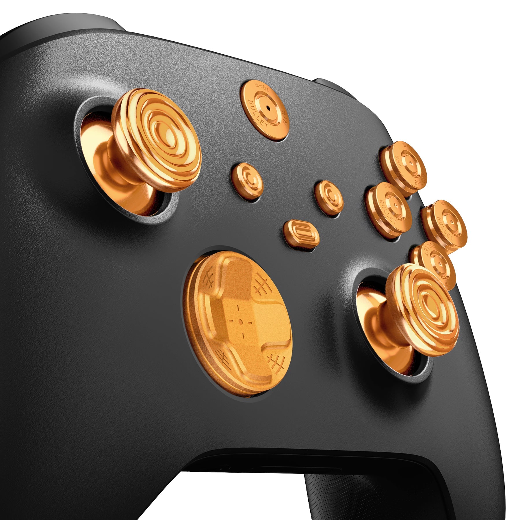 eXtremeRate Retail eXtremeRate 11 in 1 Custom Gold Metal Buttons for Xbox Series X/S Controller, Aluminum Alloy Dpad Start Back Share Button, Replacement Thumbsticks, Home ABXY Bullet Buttons for Xbox Core Controller - JX3E001