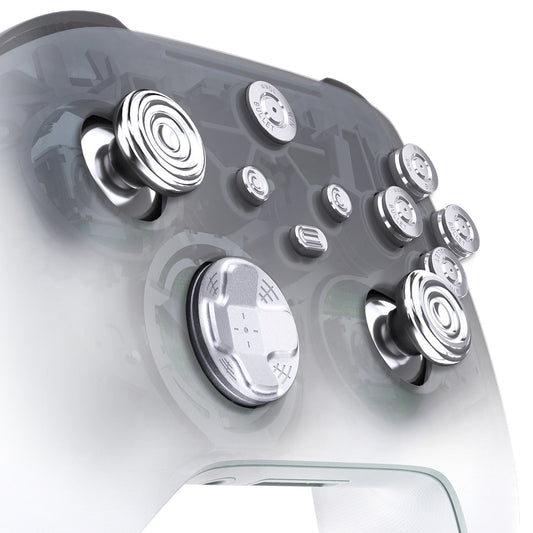 eXtremeRate Retail eXtremeRate 11 in 1 Custom Silver Metal Buttons for Xbox Series X/S Controller, Aluminum Alloy Dpad Start Back Share Button, Replacement Thumbsticks, Home ABXY Bullet Buttons for Xbox Core Controller - JX3E002