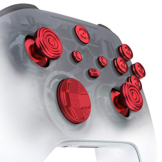 eXtremeRate Retail eXtremeRate 11 in 1 Custom Red Metal Buttons for Xbox Series X/S Controller, Aluminum Alloy Dpad Start Back Share Button, Replacement Thumbsticks, Home ABXY Bullet Buttons for Xbox Core Controller - JX3E003