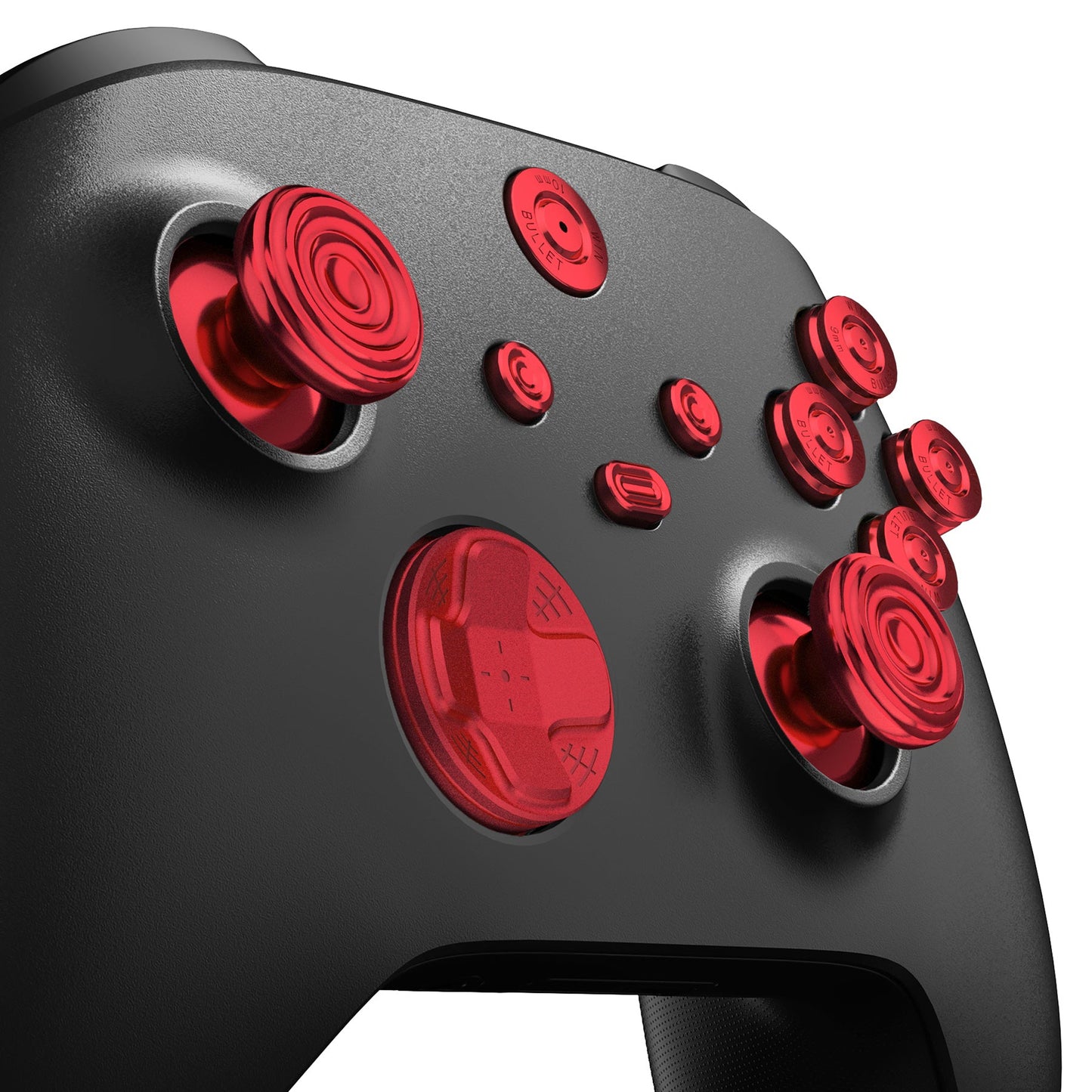 eXtremeRate Retail eXtremeRate 11 in 1 Custom Red Metal Buttons for Xbox Series X/S Controller, Aluminum Alloy Dpad Start Back Share Button, Replacement Thumbsticks, Home ABXY Bullet Buttons for Xbox Core Controller - JX3E003