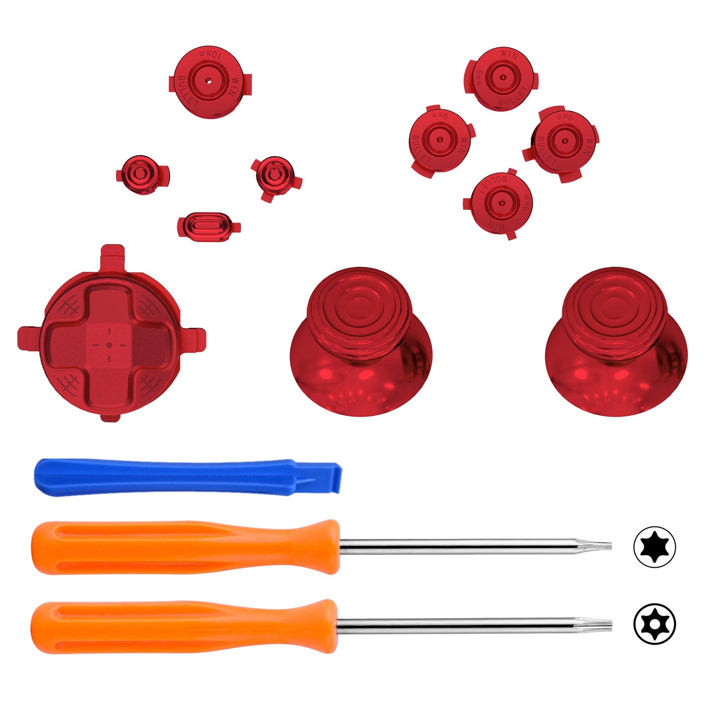 eXtremeRate Retail eXtremeRate 11 in 1 Custom Red Metal Buttons for Xbox Series X/S Controller, Aluminum Alloy Dpad Start Back Share Button, Replacement Thumbsticks, Home ABXY Bullet Buttons for Xbox Core Controller - JX3E003