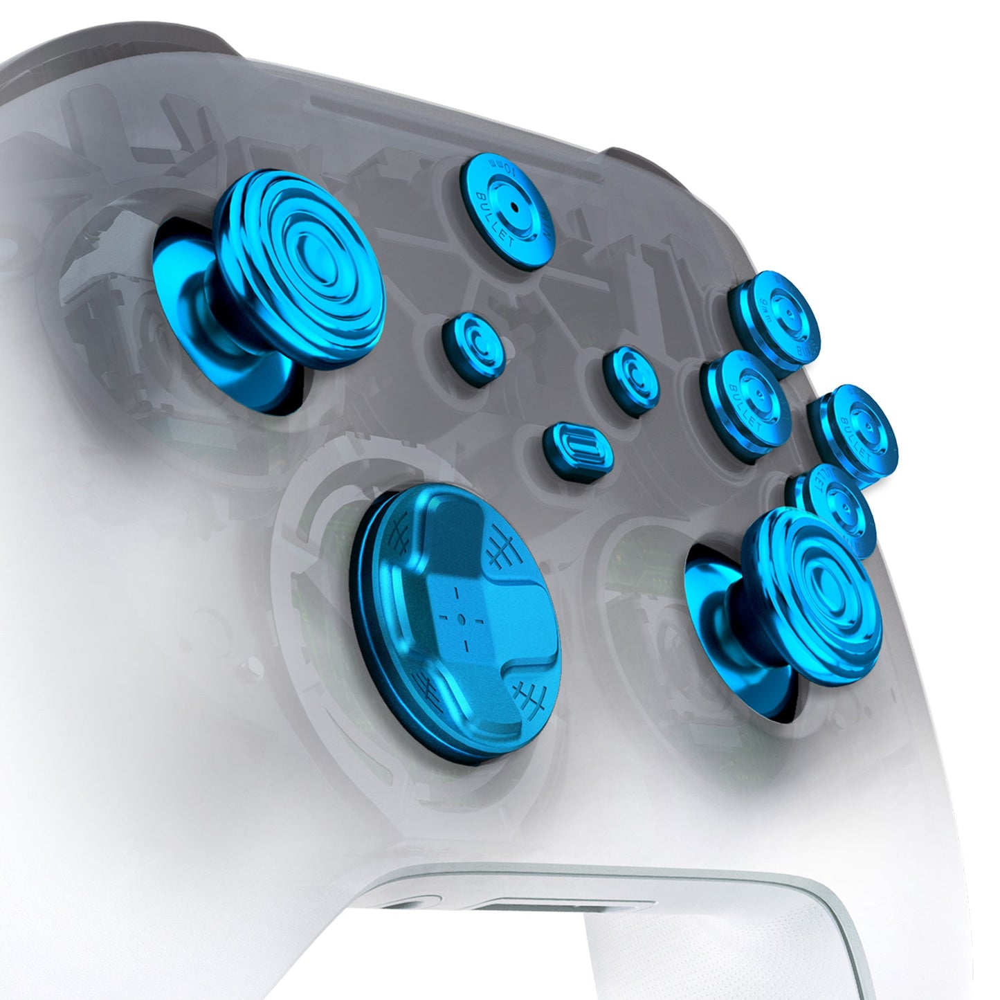 eXtremeRate Retail eXtremeRate 11 in 1 Custom Blue Metal Buttons for Xbox Series X/S Controller, Aluminum Alloy Dpad Start Back Share Button, Replacement Thumbsticks, Home ABXY Bullet Buttons for Xbox Core Controller - JX3E004