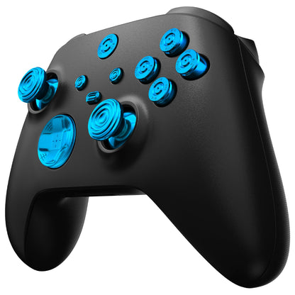 eXtremeRate Retail eXtremeRate 11 in 1 Custom Blue Metal Buttons for Xbox Series X/S Controller, Aluminum Alloy Dpad Start Back Share Button, Replacement Thumbsticks, Home ABXY Bullet Buttons for Xbox Core Controller - JX3E004