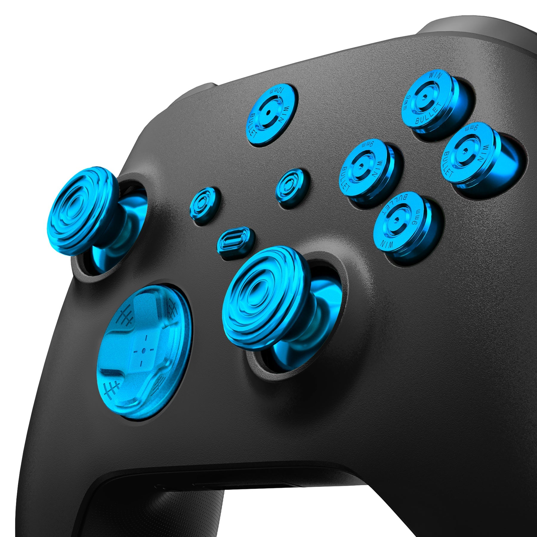 eXtremeRate Retail eXtremeRate 11 in 1 Custom Blue Metal Buttons for Xbox Series X/S Controller, Aluminum Alloy Dpad Start Back Share Button, Replacement Thumbsticks, Home ABXY Bullet Buttons for Xbox Core Controller - JX3E004