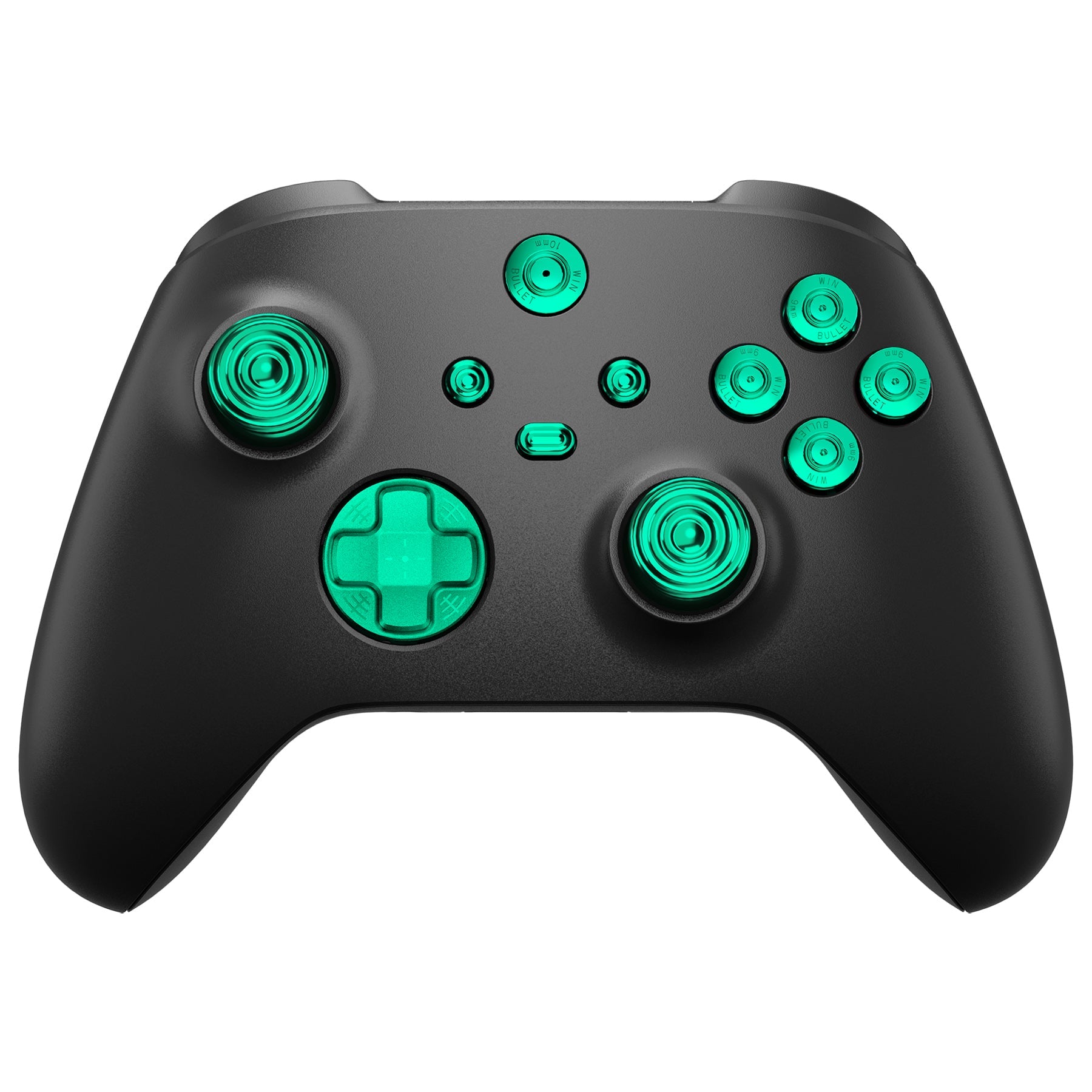 eXtremeRate Retail eXtremeRate 11 in 1 Custom Green Metal Buttons for Xbox Series X/S Controller, Aluminum Alloy Dpad Start Back Share Button, Replacement Thumbsticks, Home ABXY Bullet Buttons for Xbox Core Controller - JX3E006