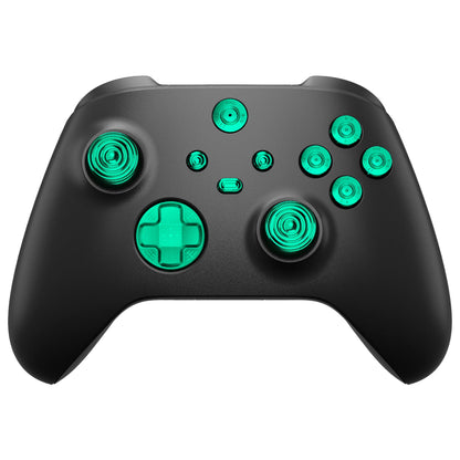 eXtremeRate Retail eXtremeRate 11 in 1 Custom Green Metal Buttons for Xbox Series X/S Controller, Aluminum Alloy Dpad Start Back Share Button, Replacement Thumbsticks, Home ABXY Bullet Buttons for Xbox Core Controller - JX3E006