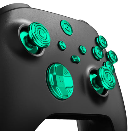 eXtremeRate Retail eXtremeRate 11 in 1 Custom Green Metal Buttons for Xbox Series X/S Controller, Aluminum Alloy Dpad Start Back Share Button, Replacement Thumbsticks, Home ABXY Bullet Buttons for Xbox Core Controller - JX3E006