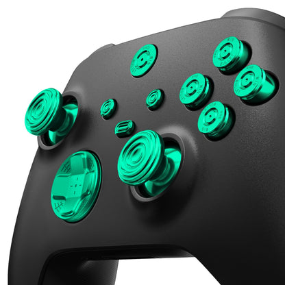 eXtremeRate Retail eXtremeRate 11 in 1 Custom Green Metal Buttons for Xbox Series X/S Controller, Aluminum Alloy Dpad Start Back Share Button, Replacement Thumbsticks, Home ABXY Bullet Buttons for Xbox Core Controller - JX3E006