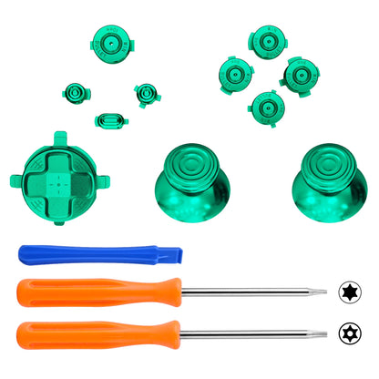 eXtremeRate Retail eXtremeRate 11 in 1 Custom Green Metal Buttons for Xbox Series X/S Controller, Aluminum Alloy Dpad Start Back Share Button, Replacement Thumbsticks, Home ABXY Bullet Buttons for Xbox Core Controller - JX3E006