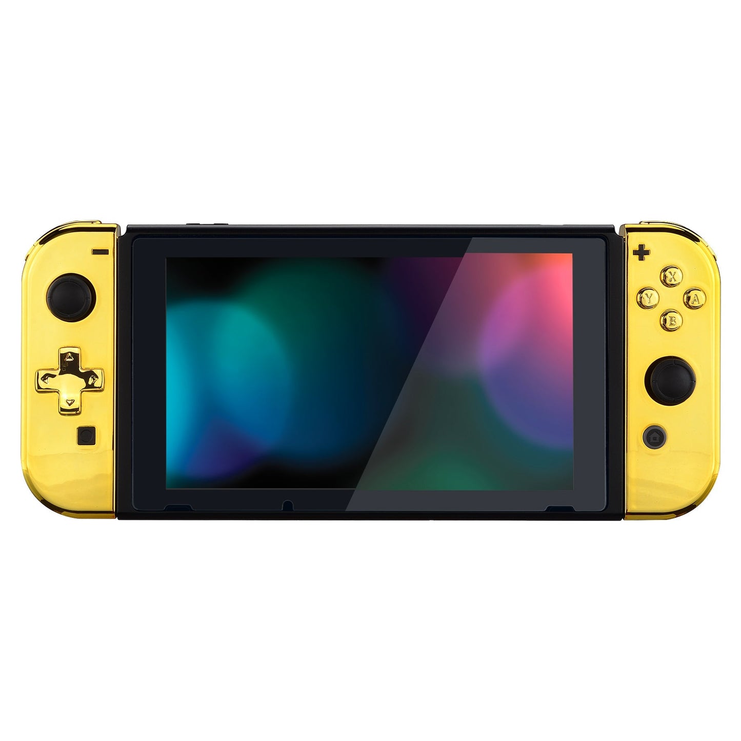 eXtremeRate Retail Chrome Gold Joycon Handheld Controller Housing (D-Pad Version) with Full Set Buttons, DIY Replacement Shell Case for NS Switch JoyCon & OLED JoyCon - Console Shell NOT Included - JZD401