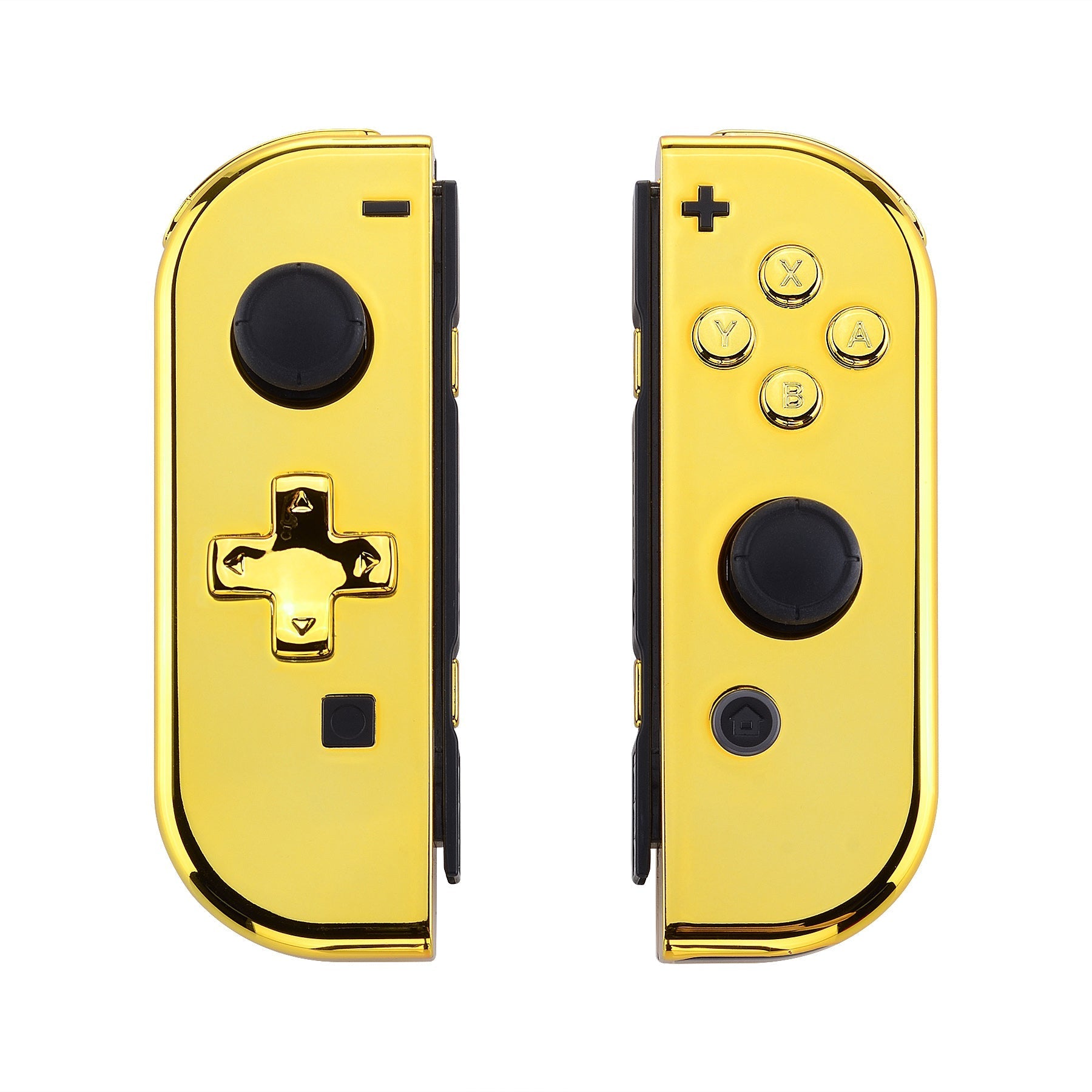 eXtremeRate Retail Chrome Gold Joycon Handheld Controller Housing (D-Pad Version) with Full Set Buttons, DIY Replacement Shell Case for NS Switch JoyCon & OLED JoyCon - Console Shell NOT Included - JZD401