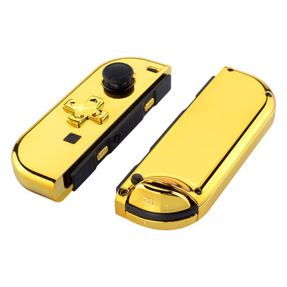 eXtremeRate Retail Chrome Gold Joycon Handheld Controller Housing (D-Pad Version) with Full Set Buttons, DIY Replacement Shell Case for NS Switch JoyCon & OLED JoyCon - Console Shell NOT Included - JZD401