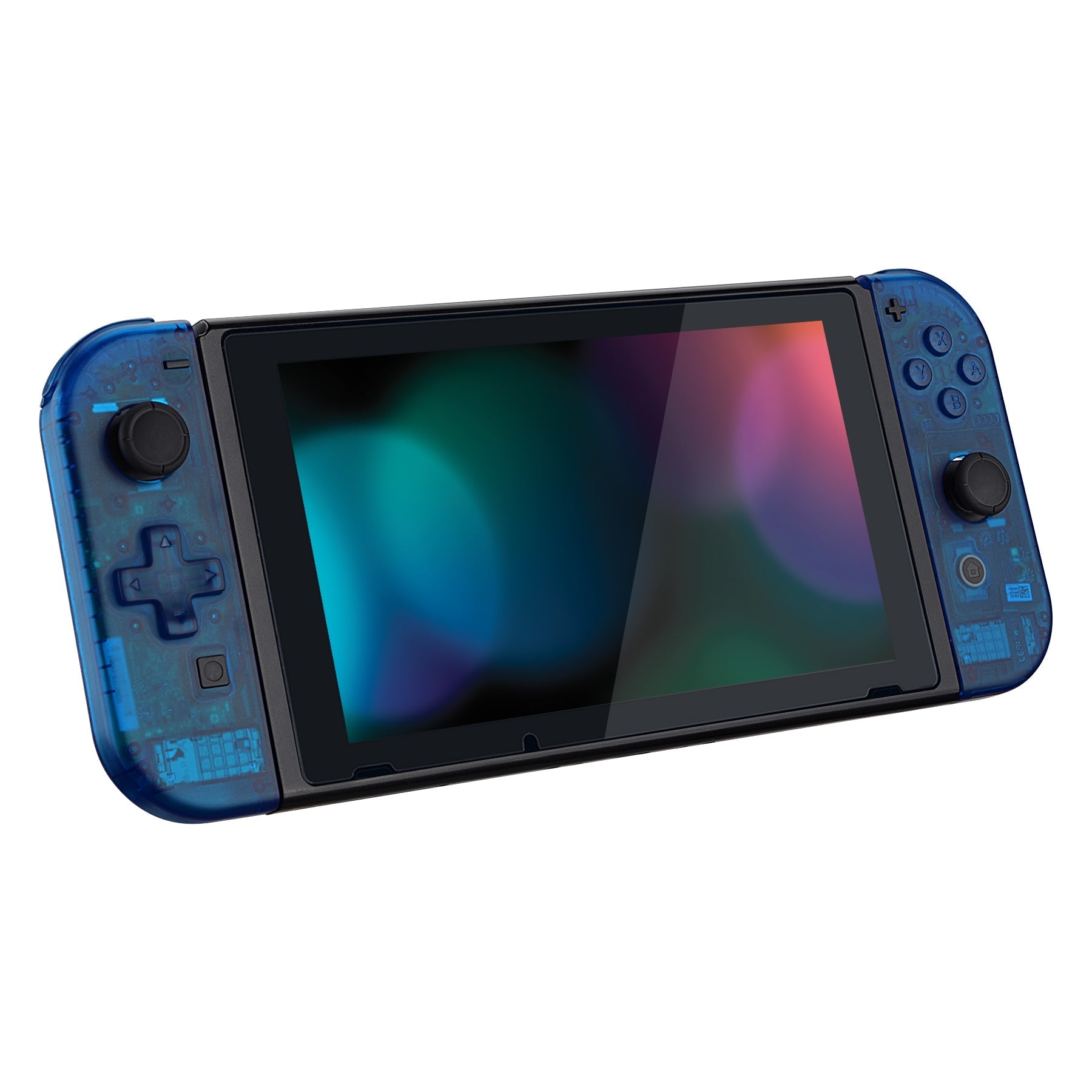 eXtremeRate Retail Transparent Clear Blue Joycon Handheld Controller Housing (D-Pad Version) with Full Set Buttons, DIY Replacement Shell Case for NS Switch JoyCon & OLED JoyCon - Console Shell NOT Included - JZM504