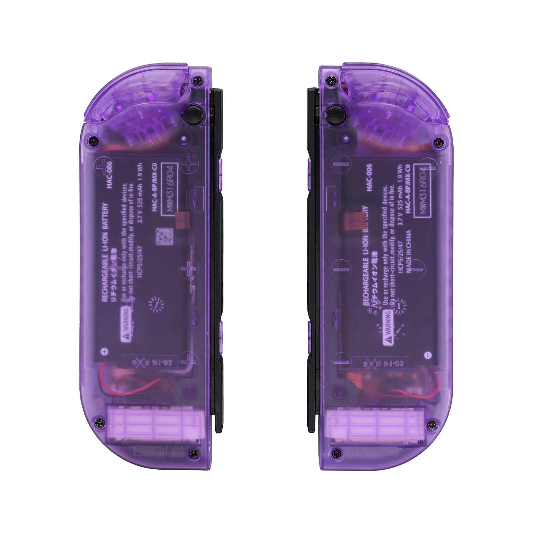 eXtremeRate Retail Clear Atomic Purple Joycon Handheld Controller Housing (D-Pad Version) with Full Set Buttons, DIY Replacement Shell Case for NS Switch JoyCon & OLED JoyCon - Console Shell NOT Included - JZM505