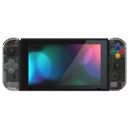 eXtremeRate Retail Clear Black Joycon Handheld Controller Housing (D-Pad Version) with Full Set Buttons, DIY Replacement Shell Case for NS Switch JoyCon & OLED JoyCon - Console Shell NOT Included - JZM511