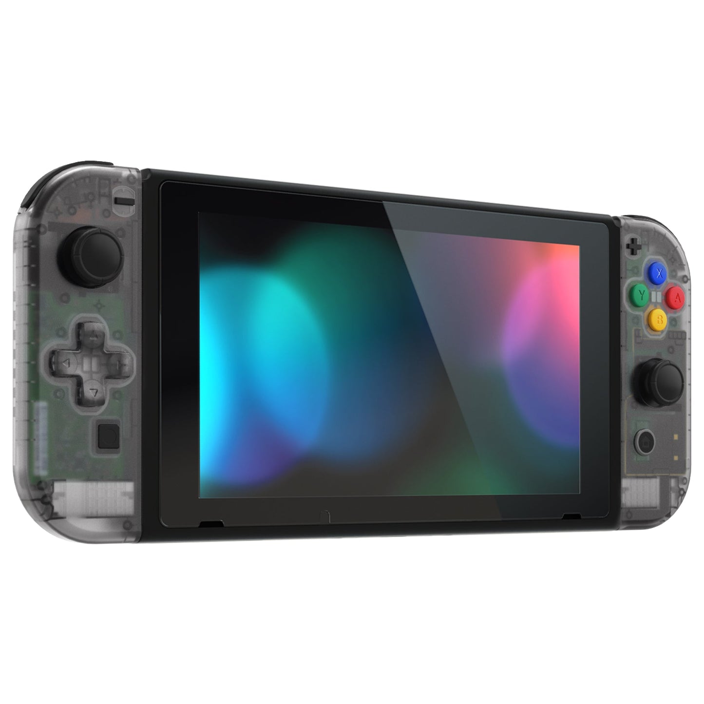 eXtremeRate Retail Clear Black Joycon Handheld Controller Housing (D-Pad Version) with Full Set Buttons, DIY Replacement Shell Case for NS Switch JoyCon & OLED JoyCon - Console Shell NOT Included - JZM511