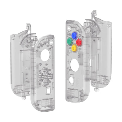 eXtremeRate NS Switch用ジョイコン交換フルセットシェルケース、方向キーバージョンボタン付き【クリアブラック】