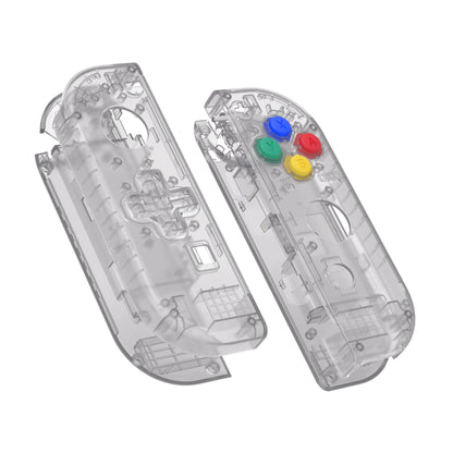 eXtremeRate NS Switch用ジョイコン交換フルセットシェルケース、方向キーバージョンボタン付き【クリアブラック】