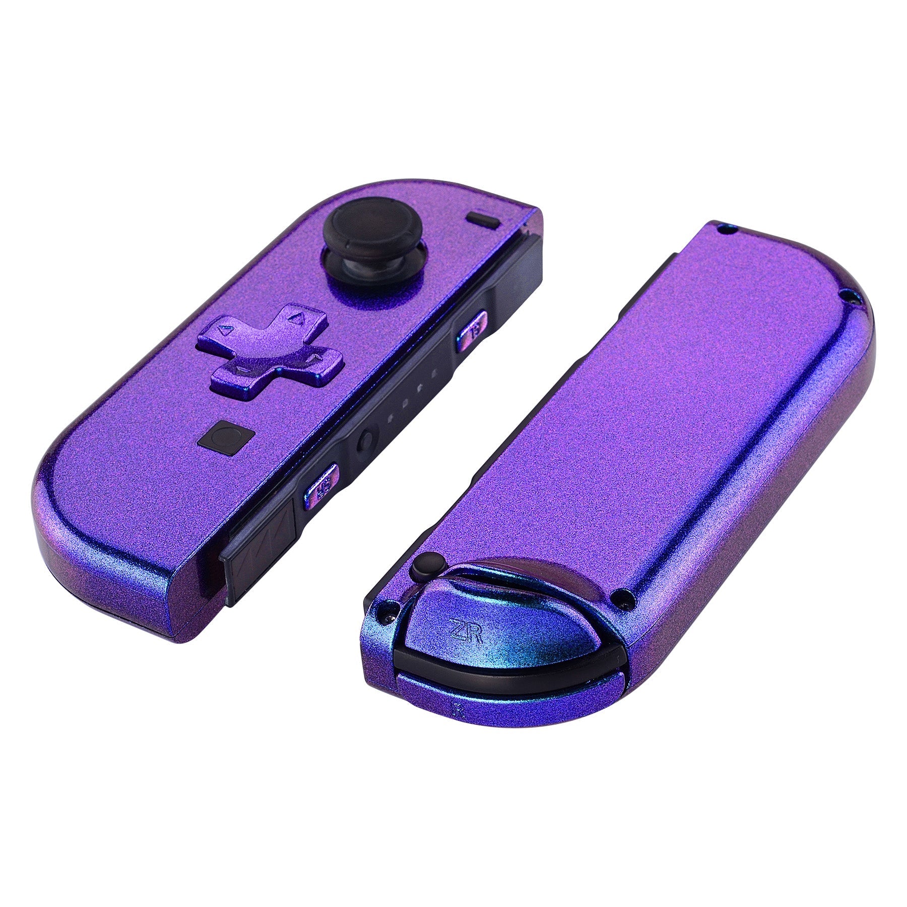 eXtremeRate Retail Chameleon Purple Blue Joycon Handheld Controller Housing (D-Pad Version) with Full Set Buttons, DIY Replacement Shell Case for NS Switch JoyCon & OLED JoyCon - Console Shell NOT Included - JZP301