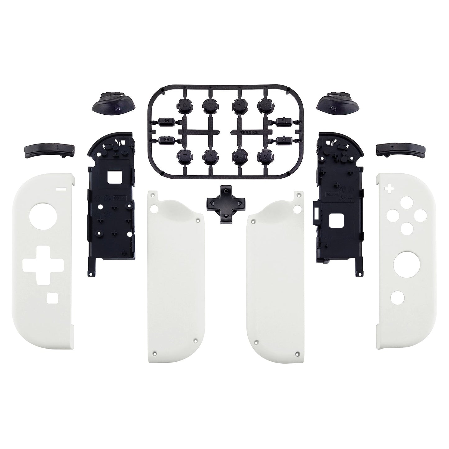 eXtremeRate Retail Soft Touch White Joycon Handheld Controller Housing (D-Pad Version) with Full Set Buttons, DIY Replacement Shell Case for NS Switch JoyCon & OLED JoyCon - Console Shell NOT Included - JZP303