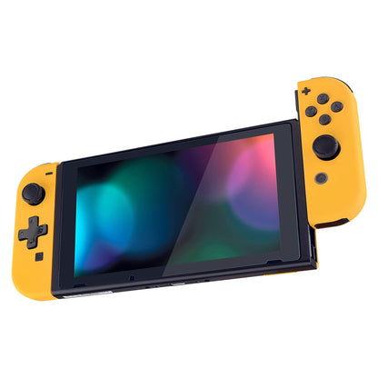 eXtremeRate Retail Soft Touch Caution Yellow Joycon Handheld Controller Housing (D-Pad Version) with Full Set Buttons, DIY Replacement Shell Case for NS Switch JoyCon & OLED JoyCon - Console Shell NOT Included - JZP305