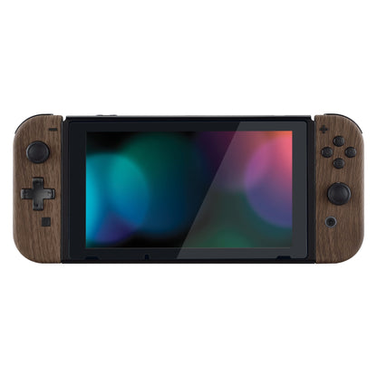 eXtremeRate Retail Wood Grain Soft Touch Joycon Handheld Controller Housing (D-Pad Version) with Full Set Buttons, DIY Replacement Shell Case for NS Switch JoyCon & OLED JoyCon - Console Shell NOT Included - JZS201