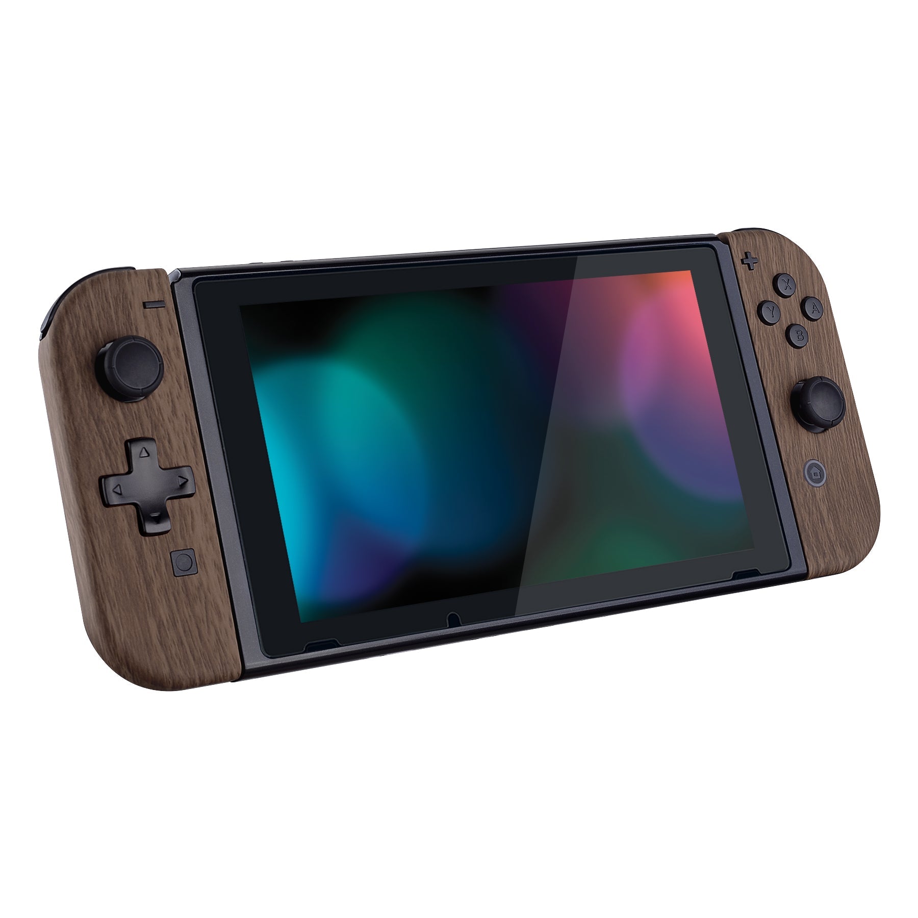 eXtremeRate Retail Wood Grain Soft Touch Joycon Handheld Controller Housing (D-Pad Version) with Full Set Buttons, DIY Replacement Shell Case for NS Switch JoyCon & OLED JoyCon - Console Shell NOT Included - JZS201