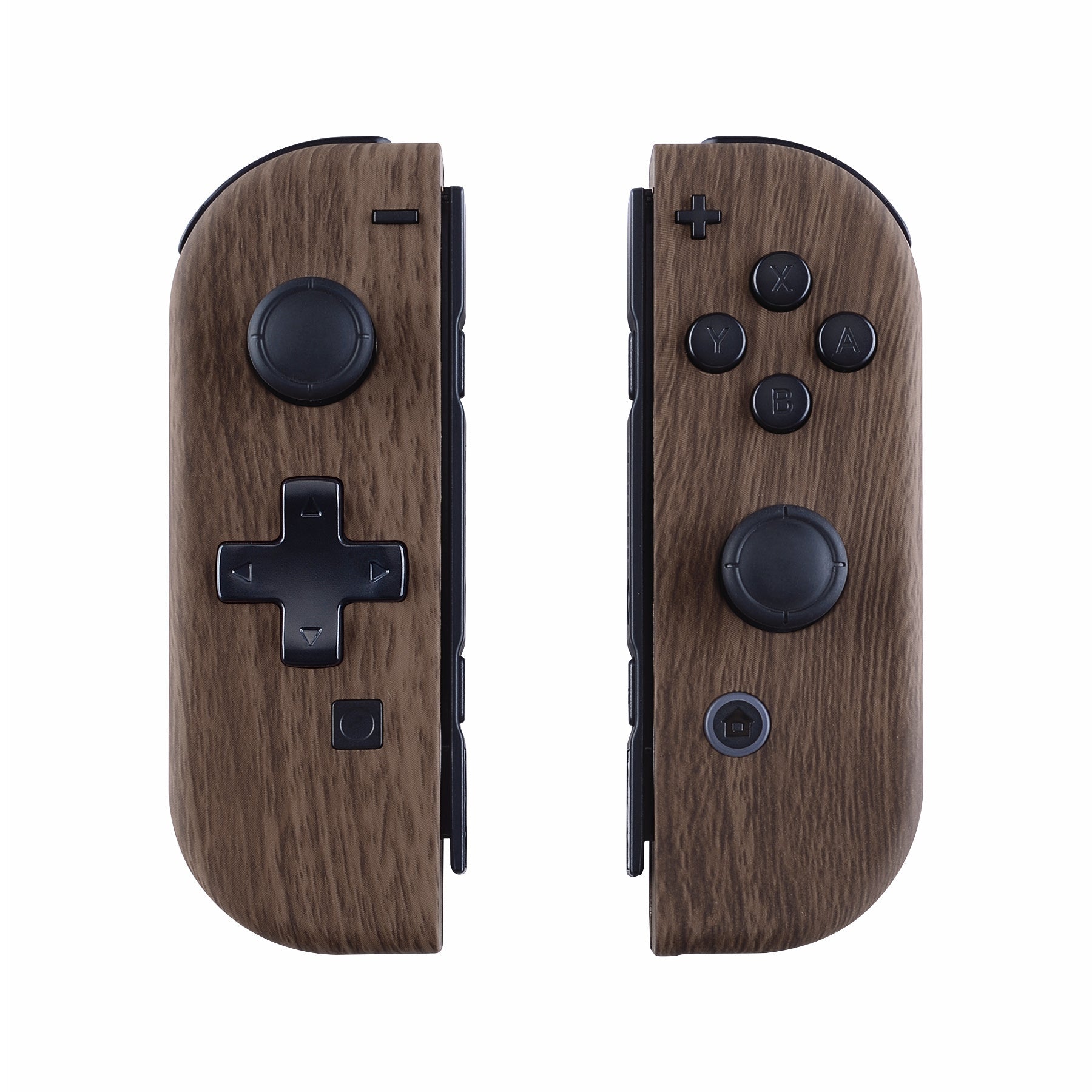 eXtremeRate Retail Wood Grain Soft Touch Joycon Handheld Controller Housing (D-Pad Version) with Full Set Buttons, DIY Replacement Shell Case for NS Switch JoyCon & OLED JoyCon - Console Shell NOT Included - JZS201