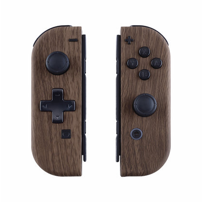 eXtremeRate Retail Wood Grain Soft Touch Joycon Handheld Controller Housing (D-Pad Version) with Full Set Buttons, DIY Replacement Shell Case for NS Switch JoyCon & OLED JoyCon - Console Shell NOT Included - JZS201