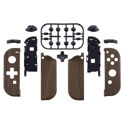 eXtremeRate Retail Wood Grain Soft Touch Joycon Handheld Controller Housing (D-Pad Version) with Full Set Buttons, DIY Replacement Shell Case for NS Switch JoyCon & OLED JoyCon - Console Shell NOT Included - JZS201