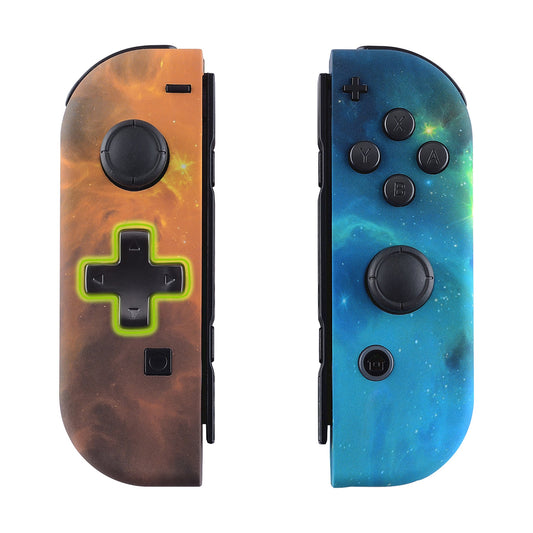 eXtremeRate Dpad Version Replacement Full Set Shell Case with Buttons for Joycon of NS Switch - Orange Star Universe eXtremeRate