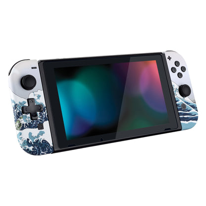 eXtremeRate Retail The Great Wave Soft Touch Joycon Handheld Controller Housing (D-Pad Version) with Full Set Buttons, DIY Replacement Shell Case for NS Switch JoyCon & OLED JoyCon - Console Shell NOT Included - JZT103